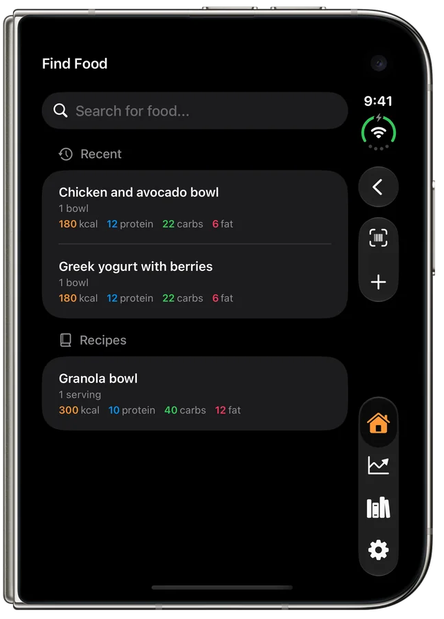 Calorimeter food search on iPhone Duo
